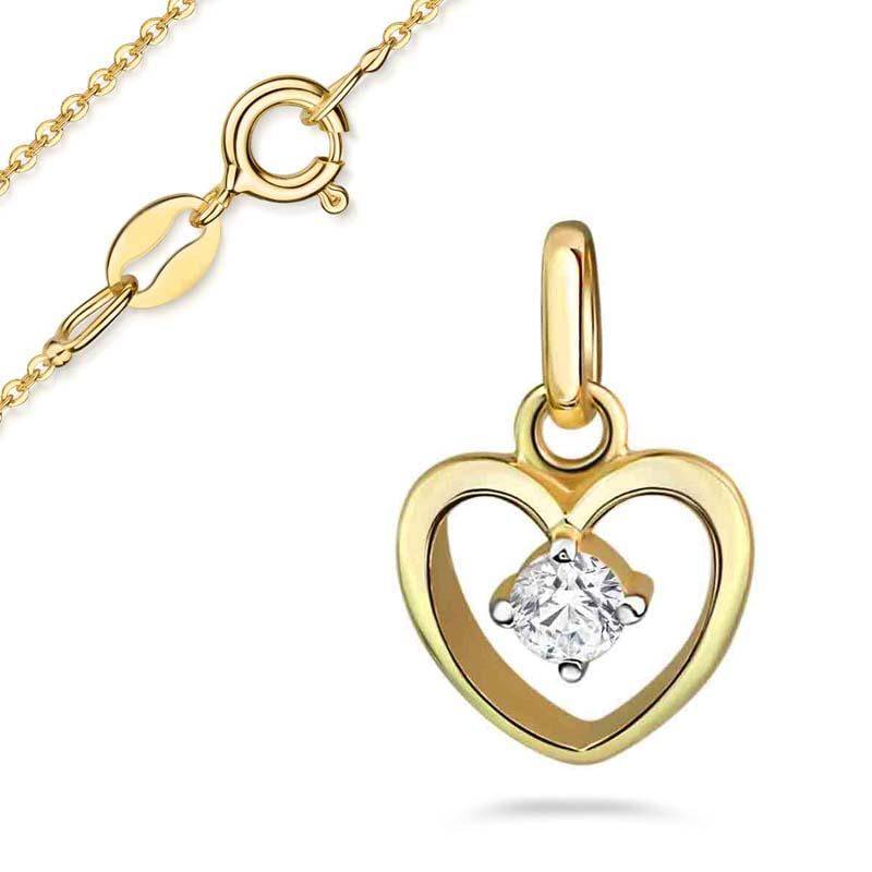 Anhänger Herz Mit Zirkonia Stein, Gold 333(8 Karat, Vergoldeter Silberkette, Juwelier Qualität von Silberpoint