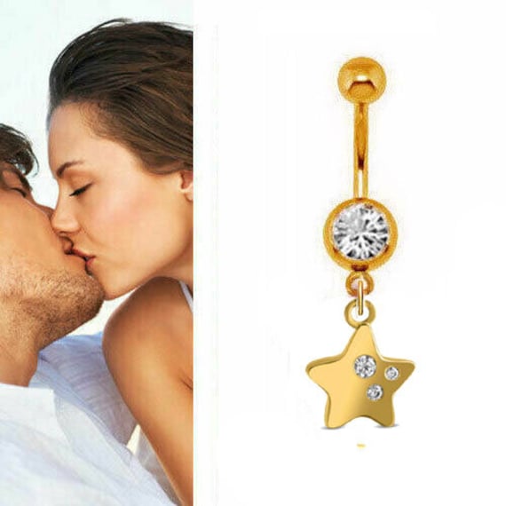 Bauchnabelpiercing Mit Stern Anhänger - Edelstahl & Echt Gold333(8K- Neu von Silberpoint