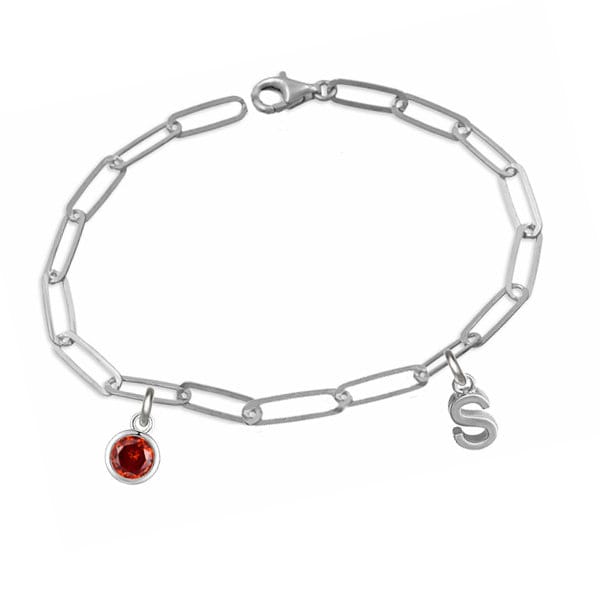 Charm Armband Weit Anker Mit Eigenem Monatsstein Und Buchstabe, 925Er Sterling Silber - Neu von Silberpoint