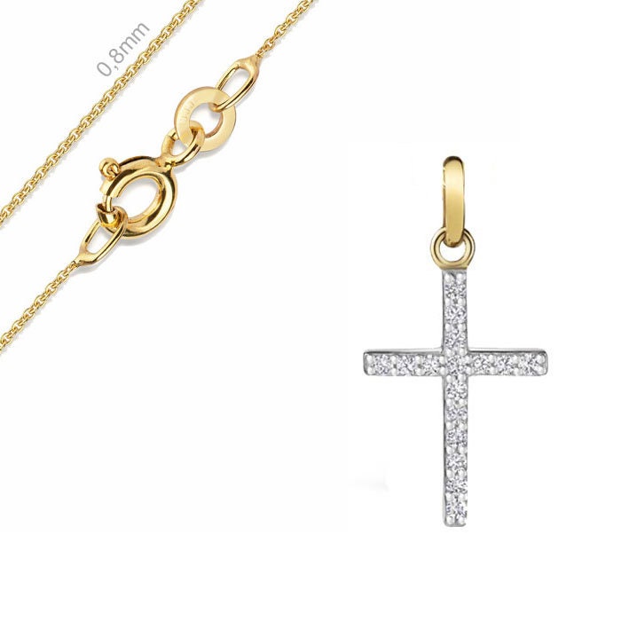 Eine Zarte, Feine Kette Mit Kreuzanhänger, Echt Gold/333(8Karat, Deutsche Herstellung Eine Zarte, Feine Kette Mit Kreuzanhänger, Echt Gold/333(8Karat, Deutsche Herstellung von Silberpoint