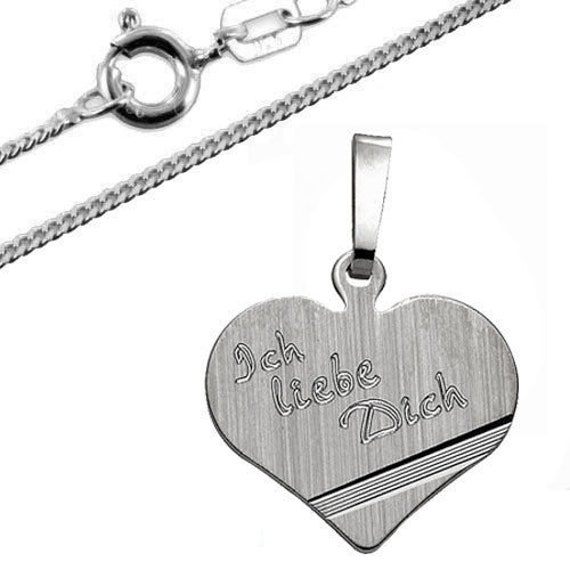 Gravur Platte Herz Mit "Ich Liebe Dich"-Silber925 - Inkl. Kette Und Persönliche von Silberpoint