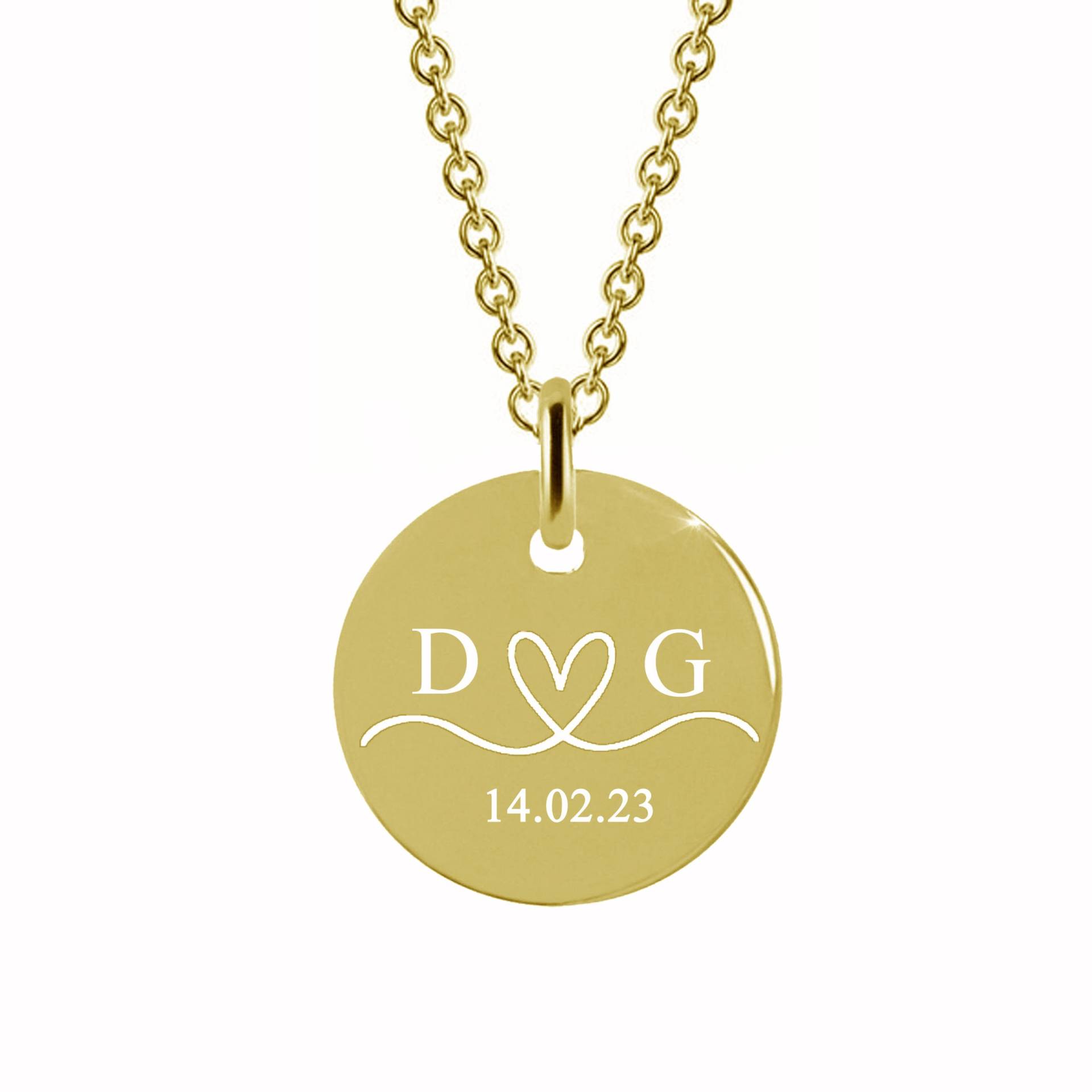 Gravurplatte Herz Mit Anfangsbuchstaben, Silber 925, Kette+Gravur von Silberpoint