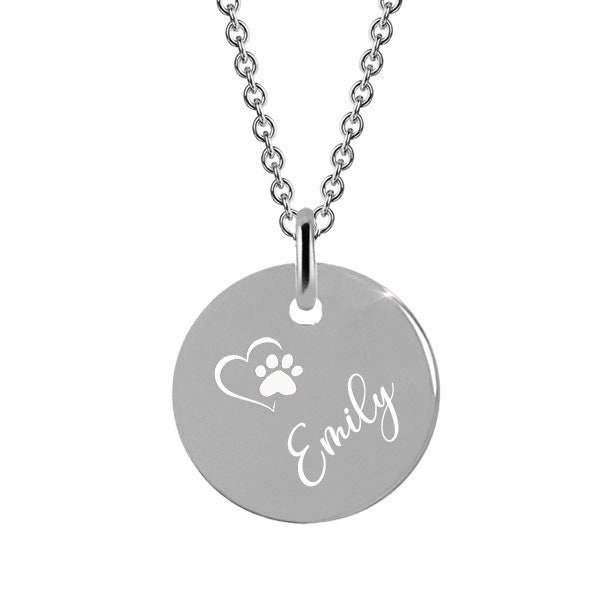 Gravurplatte Mit Herzpfote-Silber925-Ankerkette + Persönliche Gravur von Silberpoint