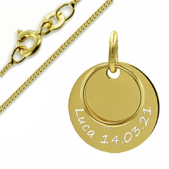 Gravurplatte Mit Taufring , Echt Gold 333(8 K, Auf Wunsch Goldkette333(8K, Top Juwelier Qualität von Silberpoint