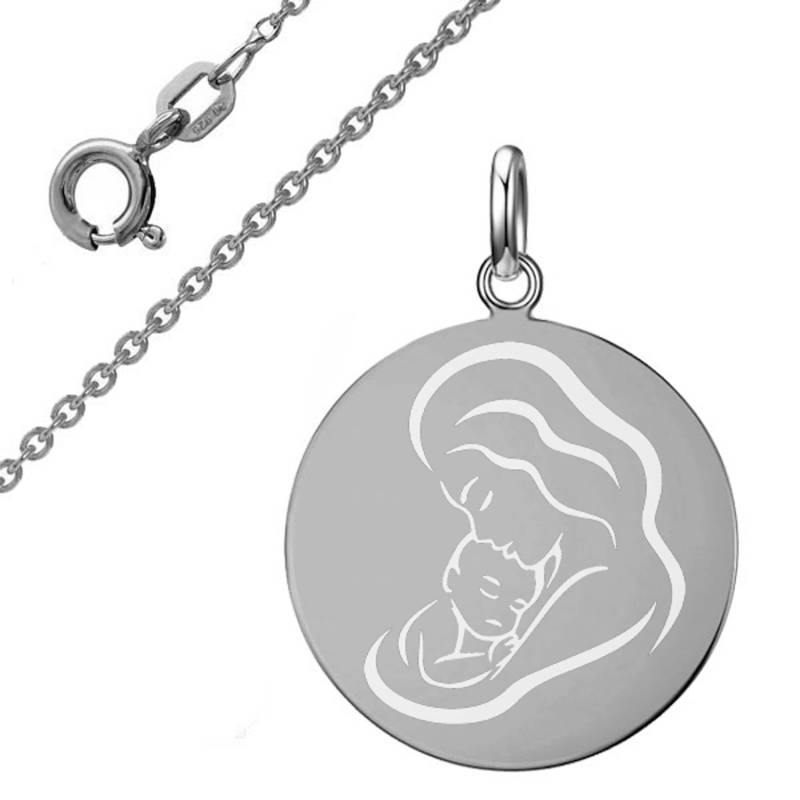 Gravurplatte Mutter Und Kind-925Er Sterling Silber-Persönliche Gravur von Silberpoint