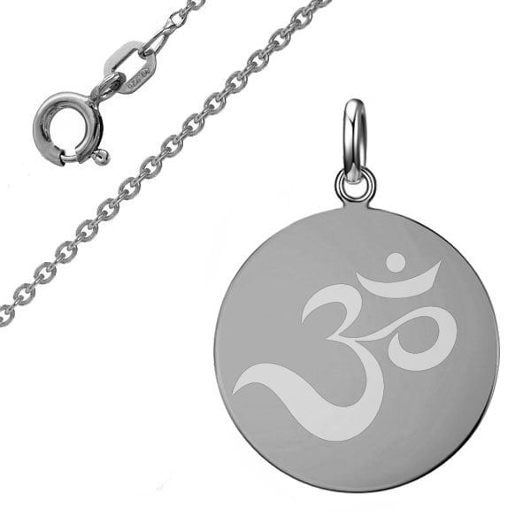 Gravurplatte Om , 925Er Sterling Silber, Persönliche Gravur, Neu von Silberpoint