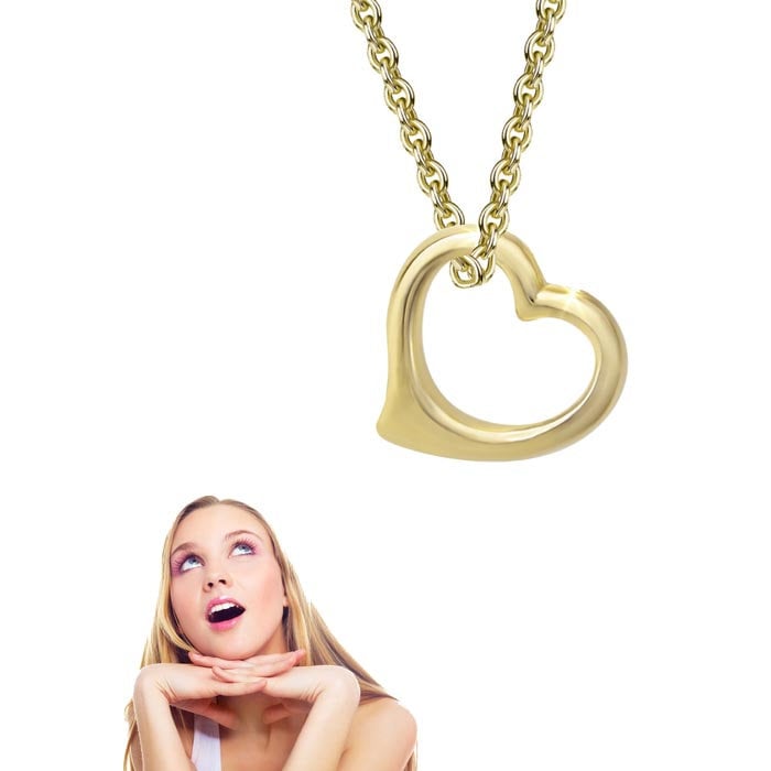 Herz Anhänger, Echt Gold/585(14 Karat Mit Vergoldeter Silberkette von Silberpoint