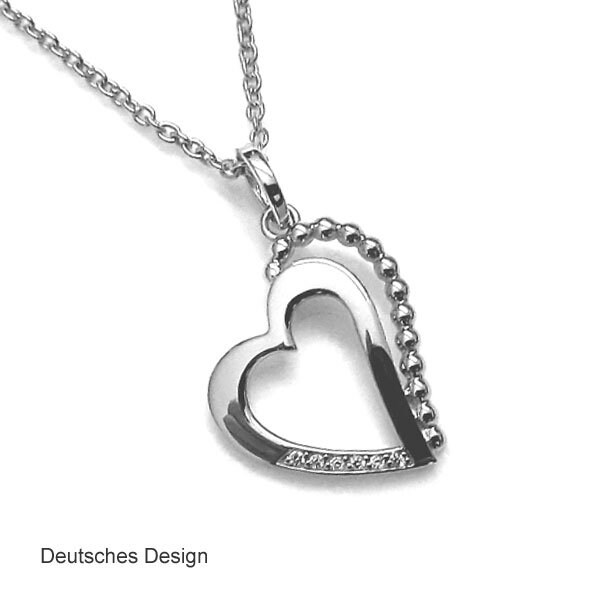 Herz Anhänger Mit Ankerkette, 925Er Sterling Silber, Deutsches Design von Silberpoint