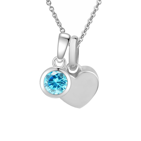 Herz Kette Mit Geburtsstein/Monatsstein, 925Er Sterling Silber, Juwelier Qualität von Silberpoint