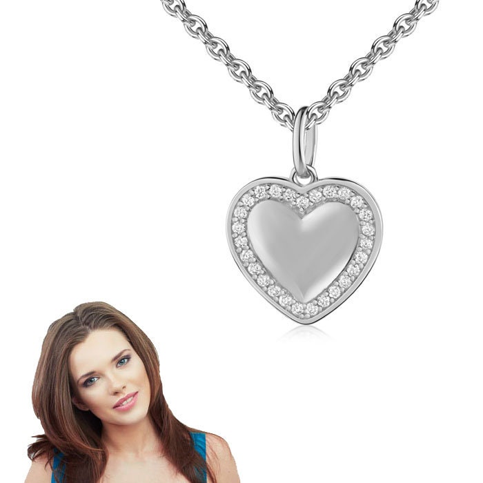 Herzanhänger Mit Zirkonia Steinen, 925Er Sterling Silber, Deutsche Herstellung von Silberpoint