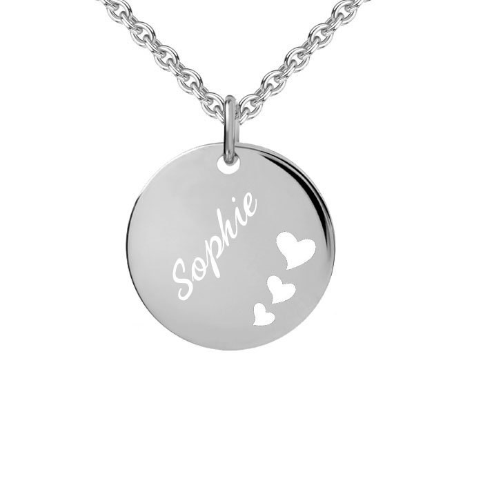 Kette Mit 3 Gravierten Herzen, 925Er Sterling Silber, Persönliche Gravur von Silberpoint