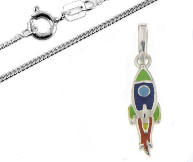 Kinder Anhänger Rakete(Raumschiff-Silber925-Kette von Silberpoint