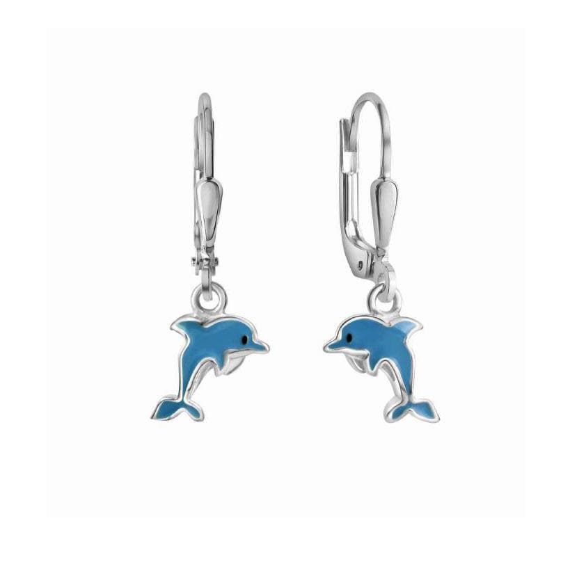 Kinder Ohrschmuck, Ohrhänger, Delfin, 925Er Sterling Silber - Deutsche Herstellung von Silberpoint