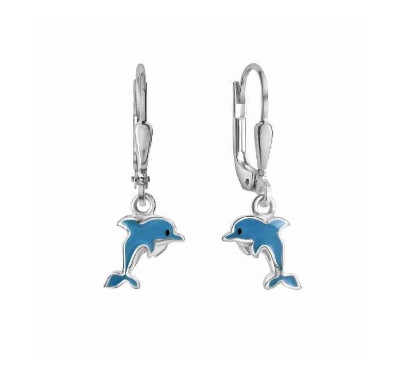 Kinder Ohrschmuck, Ohrhänger, Delfin, 925Er Sterling Silber - Deutsche Herstellung von Silberpoint