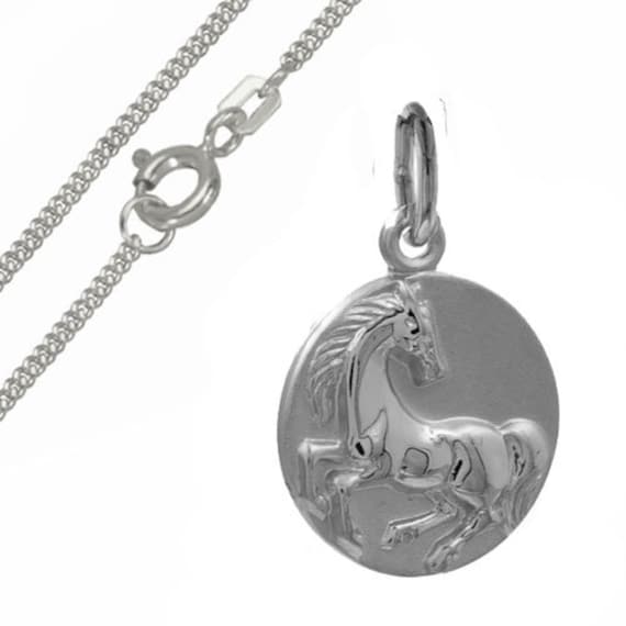 Kinder Pferd Anhänger Mit Kette-925Er Sterling Silber-Made in Germany - Gravur von Silberpoint