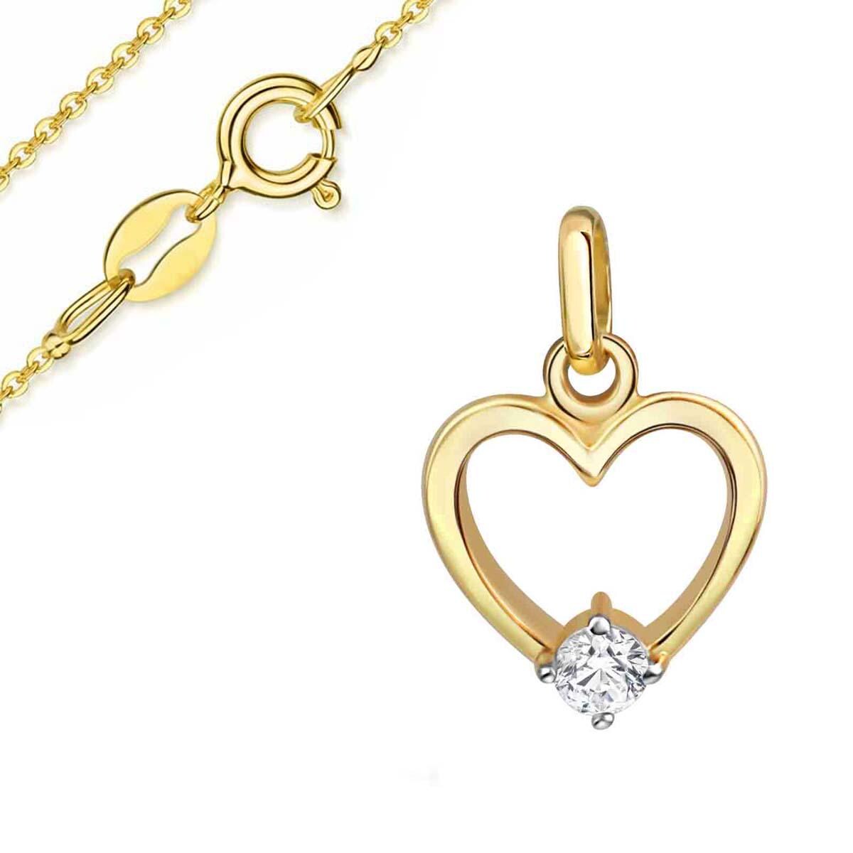Kleiner Herz Anhänger Mit Kette, Echt Gold333(8Karat, Juwelier Qualität von Silberpoint