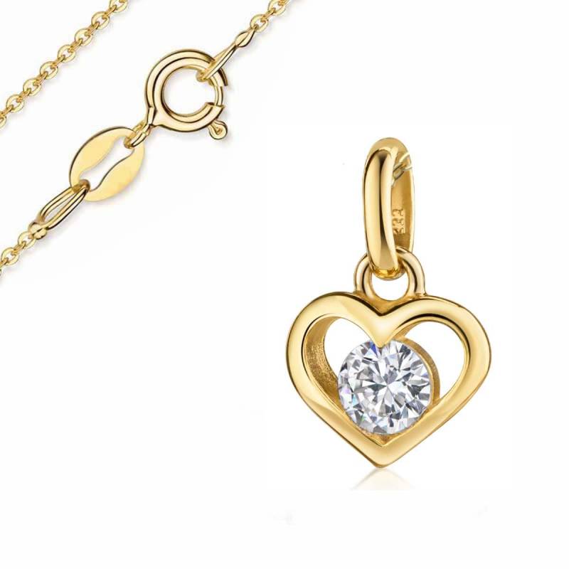 Kleiner Herz Anhänger Mit Kette, Echt Gold333(8Karat, Juwelier Qualität von Silberpoint