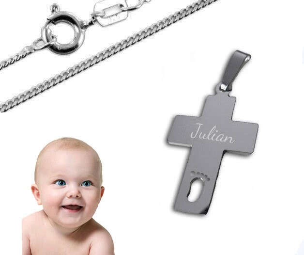 Kreuz Mit Ausgestanztem Fuß-Silber925-Gravur - 062 von Silberpoint