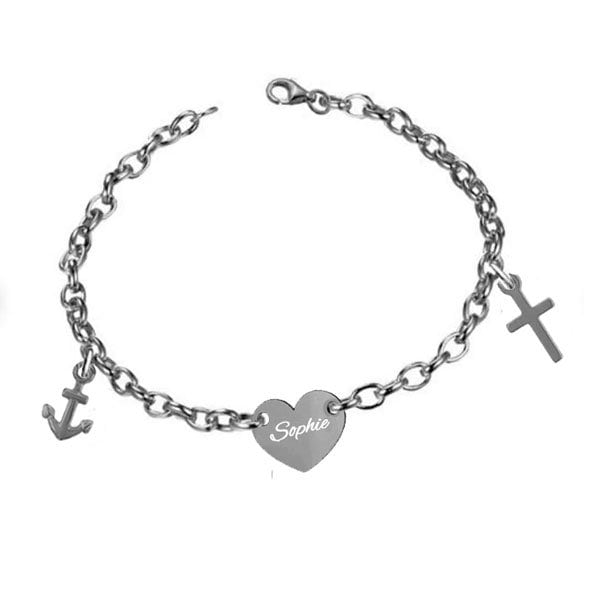 Mädchen Armband Glaube, Liebe, Hoffnung Mit Persönlicher Gravur-925Er Sterling Silber-Neu - 2 von Silberpoint