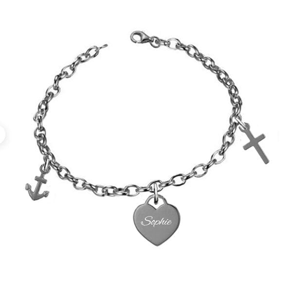 Mädchen Armband Glaube, Liebe, Hoffnung Mit Persönlicher Gravur-925Er Sterling Silber-Neu von Silberpoint