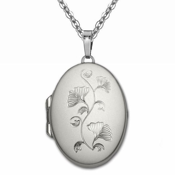 Medaillon Anhänger Gingkoblatt , Silber925 - Inkl.kette+Gravur - Made in Germany von Silberpoint