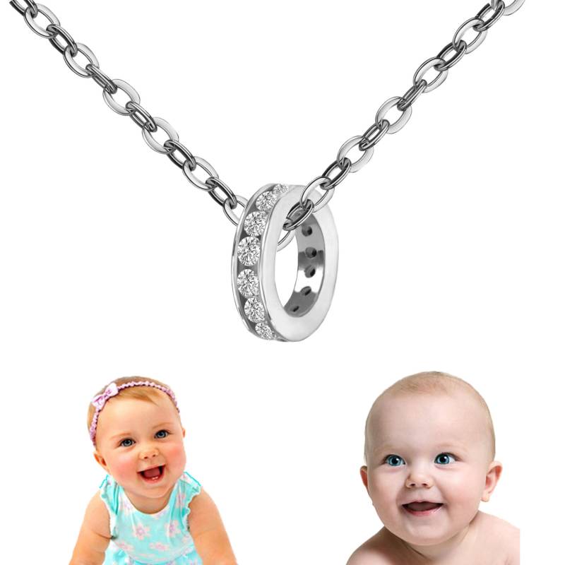 Taufring Kette Mit Zirkonia Steinen, Für Baby/Kleinkinder, Sterling Silber925, Juwelier Qualität von Silberpoint