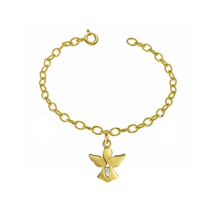 stabiles Kinderarmband Mit Schutzengel, 3mm Breit, Echt Gold/333(8 Karat, Made in Germany von Silberpoint