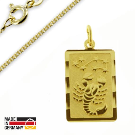 sternzeichen Anhänger-Echt Gold 333(8 Karat-Inkl.gravur&vergoltede Silberkette von Silberpoint