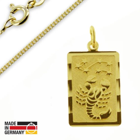sternzeichen Anhänger-Echt Gold 333(8 Karat-Inkl.gravur&vergoltede Silberkette von Silberpoint