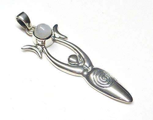 Anhänger Silber, Kettenanhänger, Motiv Mondgöttin, mit echtem Mondstein, aus Sterlingsilber gearbeitet, Geschenk, Schmuck, Schutzsymbol von Silberschmuck - BG