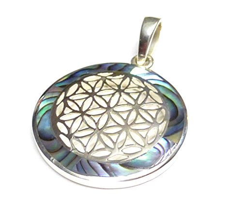 Anhänger Silber, Motivanhänger Blume des Lebens, Abalone Muschel, 2,5 cm, Sterlingsilber, Schutzsymbol, Schmuck Damen von Silberschmuck - BG