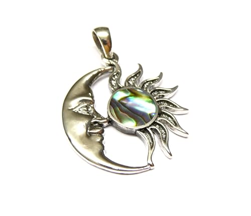 Anhänger Silber, Motivanhänger " Sonne Mond " Abalone Muschel, Sterlingsilber, Schmuck Damen von Silberschmuck - BG