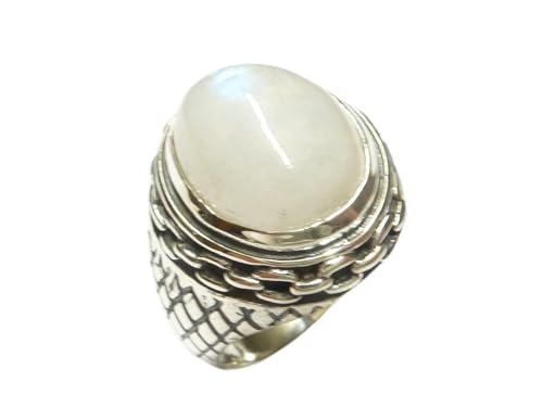 Herrenring, Ring Silber, Gr. 64, echter Mondstein, aus Sterlingsilber massiv gearbeitet von Silberschmuck - BG