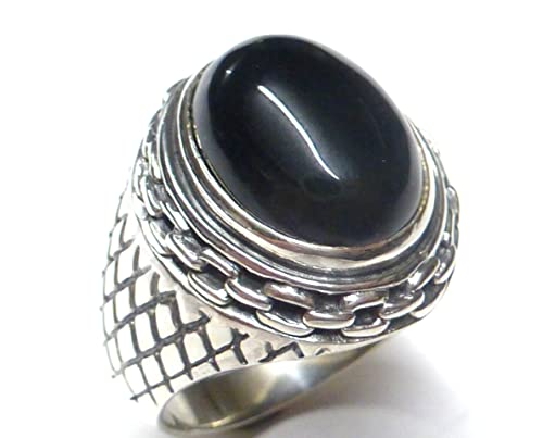 Herrenring Silber Onyx, Gr. 62-19.7, aus Sterlingsilber massiv gearbeitet von Silberschmuck - BG