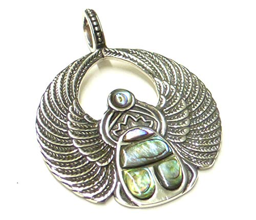 Anhänger Silber, Motiv Scarabäus, mit Abalone Muschel, aus Sterlingsilber gearbeitet, Schutzsymbol von Silberschmuck - BG