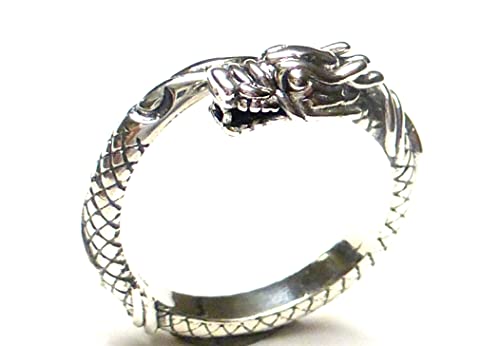 Ring Silber, Drachenring, Gr. 58, Motiv Naga, Ringschine offen verstellbar, aus Sterlingsilber massiv gearbeitet von Silberschmuck - BG