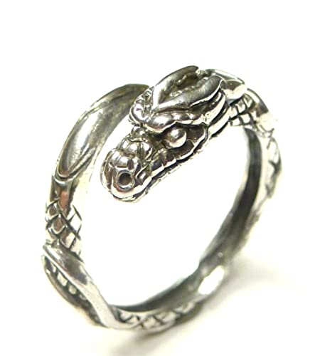 Silberschmuck - BG Herrenring,Drachenring,Motiv Naga, Gr. 62-19.7 Ringschine offen verstellbar, aus Sterlingsilber massiv gearbeitet, Geschenk, Schmuck, Unisex, Schutzsymbol von Silberschmuck - BG