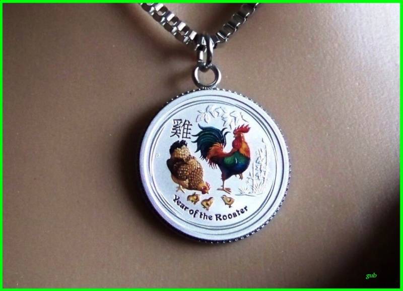 Silberschmuck, Jahr Des Hahn 2017. 999, 9 Silber Auf Edelstahl von Silberstahl