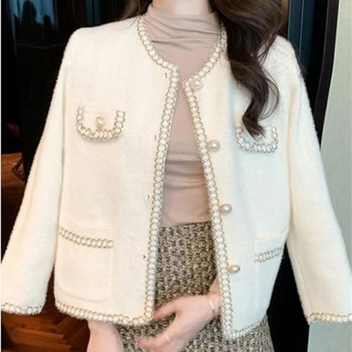Frühling Herbst Damen Doppelseitige Samt Strickjacke Stilvoller und bequemer Kurzmantel (durchschnittliche Größe weiß) von Sileduove
