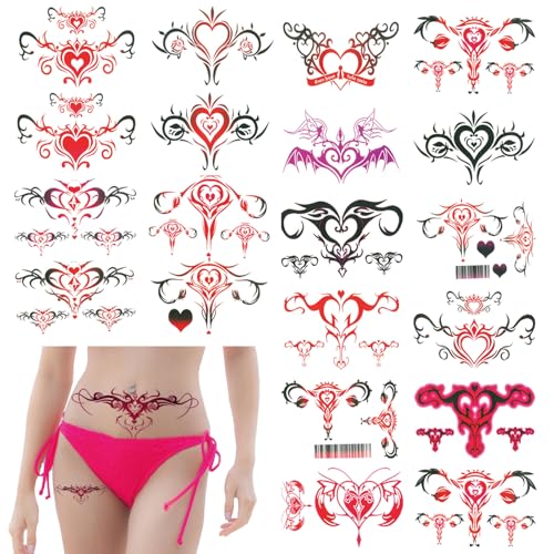 20 Stk Tätowierung Weibliche Wasserdichte Simulation,Temporäre Fun Tattoo Taille,Tattoo Cover Narbe Weibliche,Tattoo Wasserdicht Weibliche Bauch,Taille Wenden Falsche Tattoos für Mädchen (Rosa) von Silent-Qiaoyou