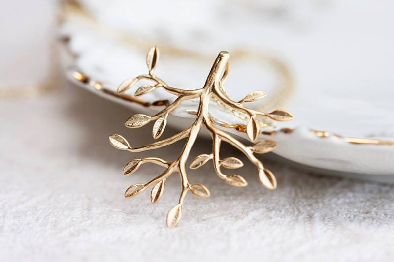 Baum Des Lebens Halskette Gold Blattbaum Naturgarten - N135 von SilentRoses