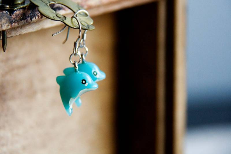 Blauer Delfin Ohrringe - Sterling Silber, Strandschmuck E267 von SilentRoses