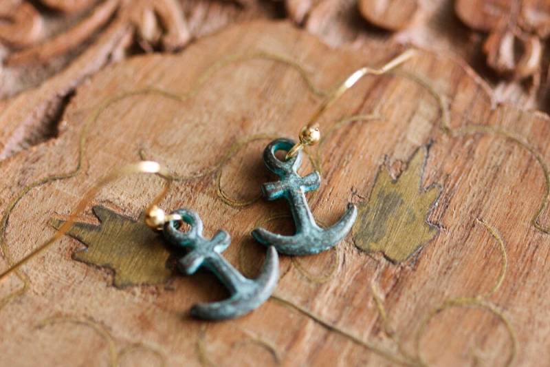 Patina Anker Ohrringe - Nautisch Maritim Schmuck E343 von SilentRoses