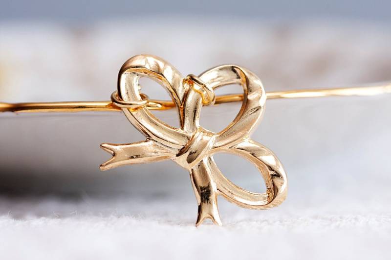 Schleife Halskette Hübsche Fliege Gold Zarte Kette Bogen Schmuck - N117 von SilentRoses