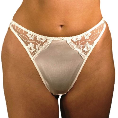 Silhouette Lingerie 'Cascade Collection' Tanga aus glänzender Satin-Spitze (3100) Gr. 36, pearl von Silhouette Lingerie