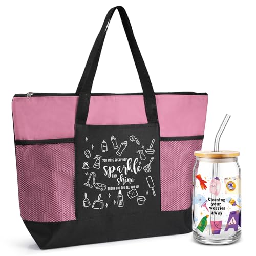 SiliFine Housekeeping Week Wertschätzungsgeschenk Großpackung Dankeschön-Becher Housekeeper Woche Tragetasche inspirierendes Dankeschön-Geschenk (Rosa) von SiliFine
