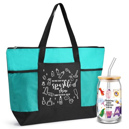 SiliFine Housekeeping Week Wertschätzungsgeschenk Großpackung Dankeschön-Becher Housekeeper Woche Tragetasche inspirierendes Dankeschön-Geschenk (blau) von SiliFine