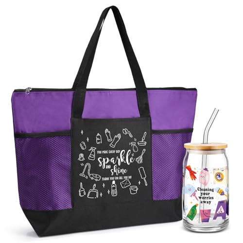 SiliFine Housekeeping Week Wertschätzungsgeschenk Großpackung Dankeschön-Becher Housekeeper Woche Tragetasche inspirierendes Dankeschön-Geschenk (lila) von SiliFine