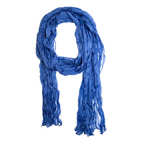 Silkroad Tinitex Knitterschal Halstuch Schal XXL blau usambara Seide 180x90cm von Silkroad