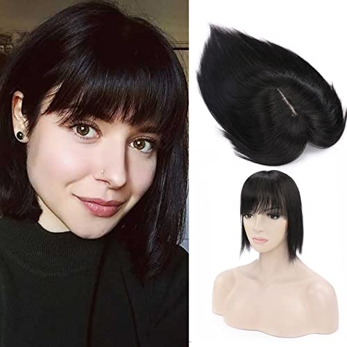 Clip in Extensions Echthaar Topper Extensions Echthaar Haarteile Echthaar Glatt Toupet Haarverdickung Haarverlängerung für Frauen 7A Remy Haare 7x13cm Base 35cm-44g 1B# Naturschwarz Clip in Extensions Echthaar Topper Extensions Echthaar Haarteile Echthaar Glatt Toupet Haarverdickung Haarverlängerung für Frauen 7A Remy Haare 7x13cm Base 35cm-44g 1B# Naturschwarz von Silk-co
